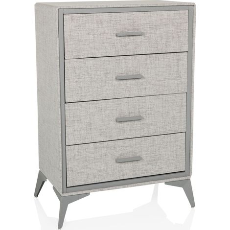 Kommode SKUFFY 64x35x90cm 4 Schubladen grau hjh LIVING