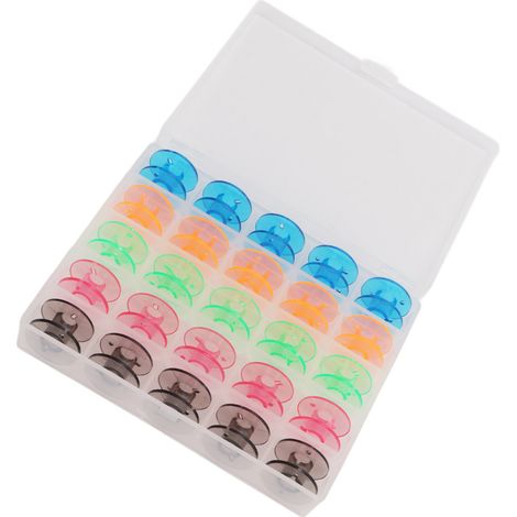 Bobine de machine à coudre en plastique coloré (avec boîte de rangement), adaptée à la couture et au quilting.