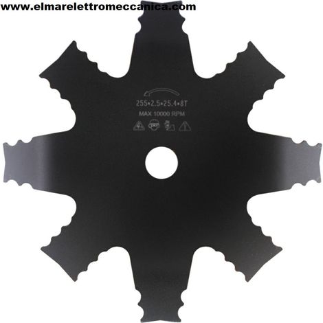 Disco per decespugliatore, 8 denti curvi diametro 255 mm 600096