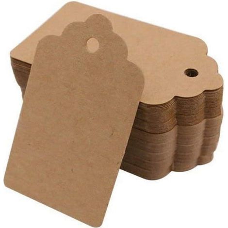 Etiquettes En Papier Kraft - 100 Pièces - Sans Texte - Pour Cadeaux Mariage Fêtes Noël - Trou Prépercé - 4 x 2,5 cm