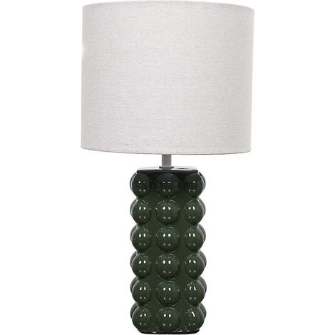 Lampe à poser en céramique relief vert forêt (H41cm) (1/3)