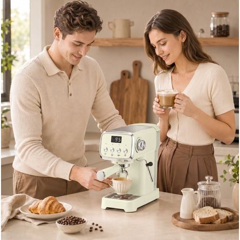 Cafetera espresso 20 bares 1350 W con espumador de leche, depósito extraíble 1,2 L DESVIAE (1/5)
