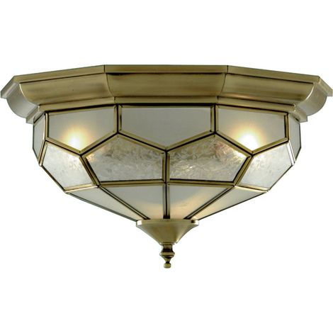 Plafoniera Classica Pisa Ii Ottone Vetro 2 Luci E14 (1/5)