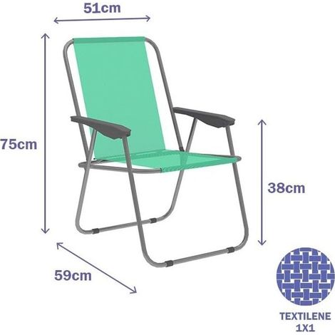 chaise pliante marbueno acier 59x75x51 cm capacité 100 kg (1/2)