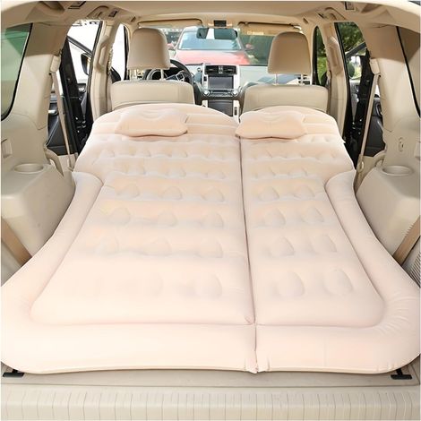 Matelas Gonflable Lit (Beige) Gonflable pour Voyage sur Voiture Coussin Gonflable Sièges d'auto Multifonctionnel avec Pompe à air et Oreillers pour Véhicule SUV pour Picnic Voyage Camping (1/5)