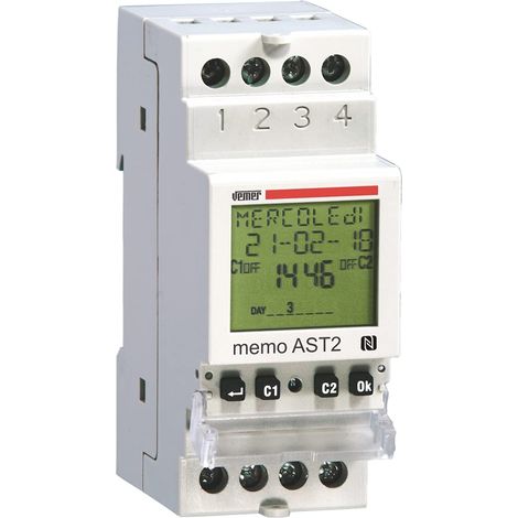 Minuterie Crépusculaire Astronomique, Interrupteur avec Interface NFC, Installation sur rail DIN, 2 Canaux, Blanc (1/5)