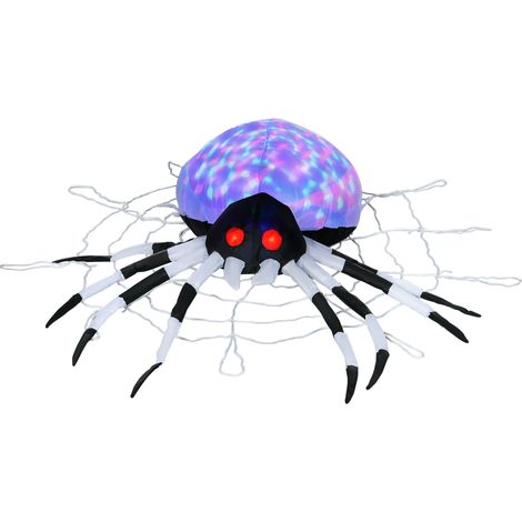 HOMCOM 5FT Long Halloween Inflatable Spider Blow-Up Outdoor LED Garden Display (1/5)