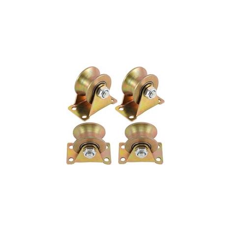 Lot de 4 roulettes robustes à rainure en U pour portails coulissants, portails roulants et machines industrielles (1/5)