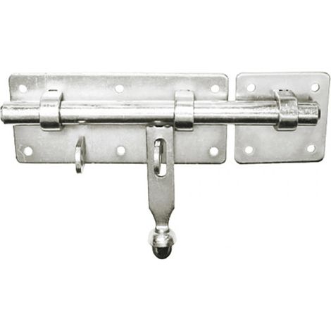 Afbat – Verrou d'écurie porte-cadenas D18 – Acier zingué blanc – Platine 160x65mm – Course du pène 58mm (1/3)