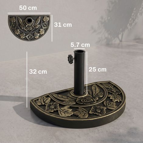 Porte-parapluie en forme de croissant (38 mm et 48 mm de diamètre, avec manivelle), porte-parapluie en résine, porte-parapluie mural (50 x 31 x 32 cm), bronze (1/5)