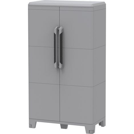 Armadio Portascope Modulare da Esterno 78x43,6x143 cm 2 Ante 2 Ripiani in Polipropilene Transforming Grigio e Nero (1/5)