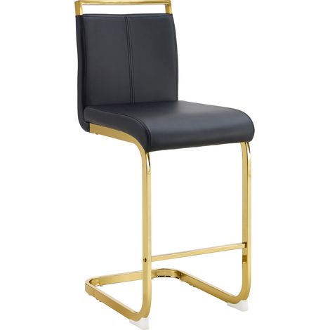 Taburetes altos nórdicos de PU negro y metal dorado, set de 2, 96,5 cm de alto, HOMVRA (1/5)