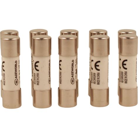10 Pezzi Fusibili AC 500V AC D10X38mm AC 500V IP20 IEC60269 STI-32D, Disponibili 6A 10A 16A 20A 25A 32A (16A)