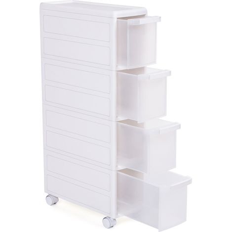 Songmics Carrello Da Bagno, Mensola Da Cucina, Scaffale Da Bagno Multiuso, Bianco, 18 x 84.5 x 46 cm (1/4)