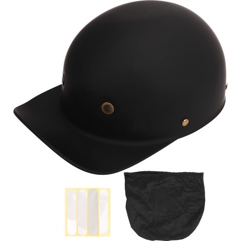 Casque moto vintage open face, casque demi-jet rétro style casquette pour hommes et femmes, pour cruiser et scooter, noir mat, grande taille (1/5)