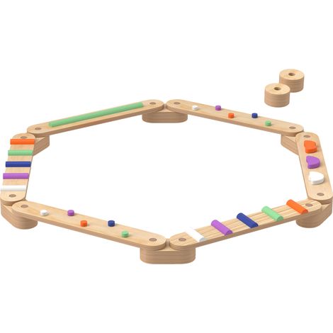 Poutre d'équilibre bois enfants 3-8 ans avec pierres obstacle couleurs intérieur extérieur
