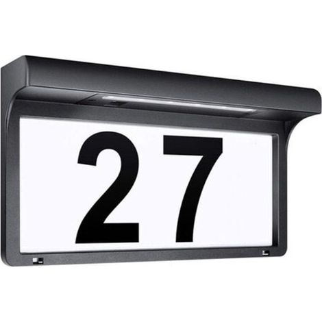 Numéro de maison moderne en métal noir, lumineux LED solaire pour jardin, étanche (22,5 x 17,5 cm) (1/5)