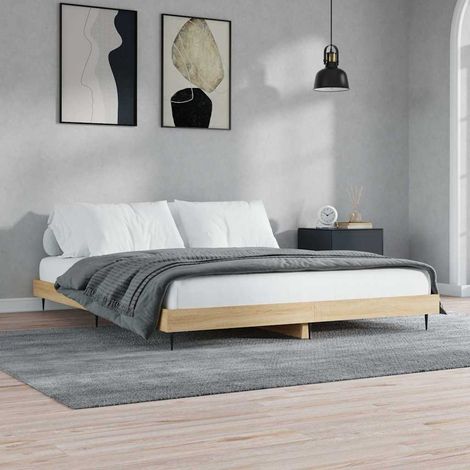 Bettgestell ohne Matratze Sonoma-Eiche 200x200 cm Holzwerkstoff (1/5)