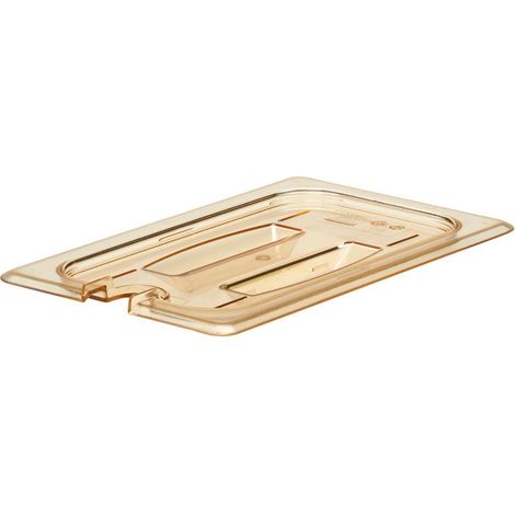 Couvercle à encoche et poignée GN 1/4 - Haute température - 16.2 x 26.5 cm - Ambre - Lot de 6 - Cambro
