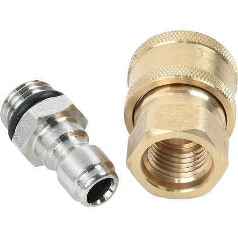 Raccord en laiton 1 paire, connecteur de robinet jardin, adaptateur rapide 1/4" mâle pour nettoyeur haute pression, filetage M14 femelle, raccord rapide laiton mâle (1/5)