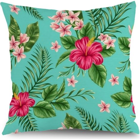 Housse de coussin patio fleurs, décoration canapé-lit extérieur,45×45cm (1/5)