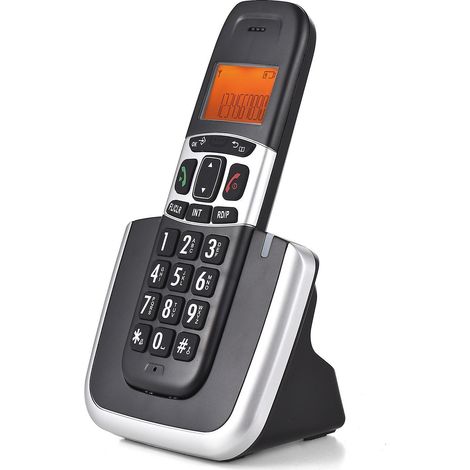 Bisofice Erweiterbares schnurloses Telefonsystem mit 3 Leitungen, Displayunterstützung und 5 Mobilteilen, Anrufannahme