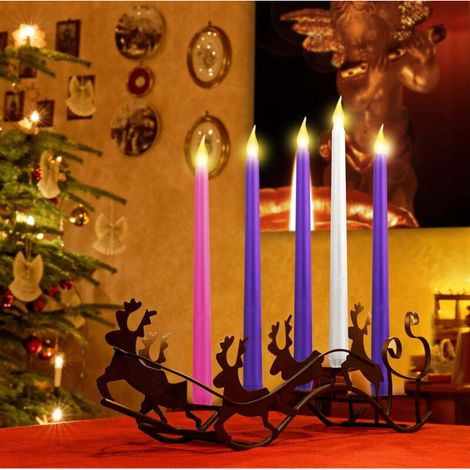 [NIEMALS VERWENDET] Set mit 5 flammenlosen Adventskerzen, weiße, konische Weihnachtskerzen aus Kunststoff, für Weihnachtskränze und Kirchendekorationen