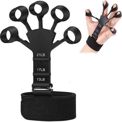 Irovami Appareil d'entraînement de la force des doigts Gripster, renforceur de doigts, appareil d'exercice pour les mains, appareil d'entraînement des doigts (1 pièce, noir) (1/5)
