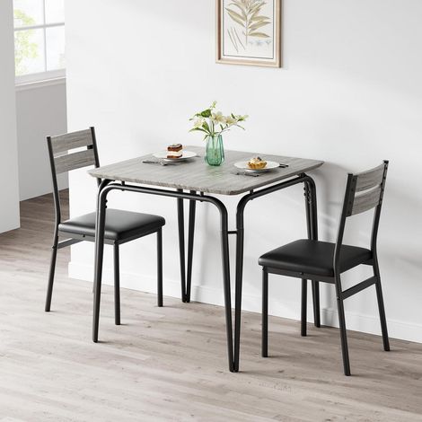 Esstisch-Set 3-teilig für 2 Personen, quadratisch, platzsparend, schwarz (1/5)