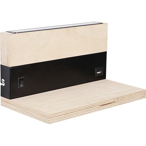 Applique murale minimaliste noir/bois étagère LED 4W