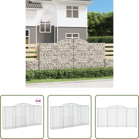 Schalldämmung -  Gabionen mit Hochbogen 30 Stk 300x50x140/160cm Verzinktes Eisen (1/5)