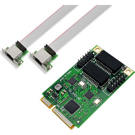 Carte réseau Mini PCI-E vers 2 ports RJ45 LAN - (1/5)