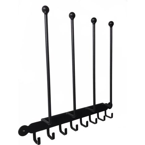 Wall Fixing Boot Rack - Steel Wellie Stand - Steel - L7.6 x W36.8 x H53.3 cm - Black