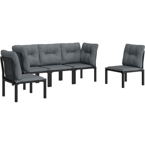 Mobili da giardino mobili da esterno set di mobili 5 pezzi in resina intrecciata nera e grigia 020016611