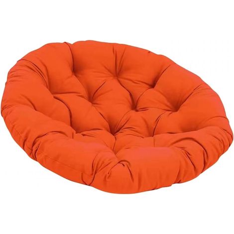 1 Coussin rond, Coton lin, Épaisseur 6 cm, Diamètre 40 cm, Orange, Pour salon balcon (1/5)