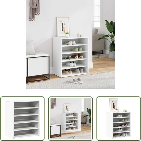 Schuhregal - Schuhschrank Weiß 60x35x70 cm Holzwerkstoff (1/5)