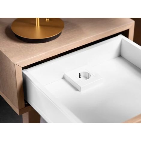 Kit d'électrification de tiroir AMPEROS AC BLUM - Bloc prise - Blanc brillant - -