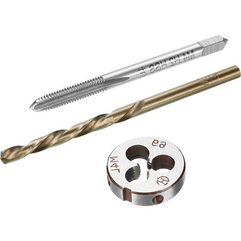 Ensemble de tarauds et filières et forets, taraud de fraisage M4 x 0,7 à gauche et matrice ronde, foret hélicoïdal en acier rapide cobalt de 3,3 mm (1/5)