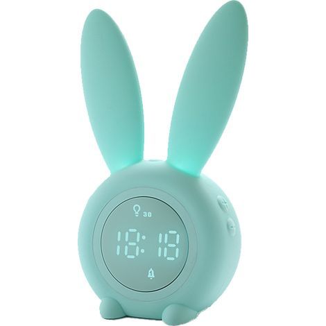 Digitaler Wecker in Hasenform – Sanftes LED-Display – Buntes Nachtlicht – Fürs Kinderzimmer – Pädagogischer Wecker für einen gesunden Schlafrhythmus – 1 Stück (1/5)