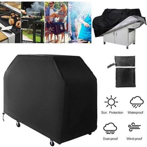 Barbecue cover - Waterproof and dustproof - Black - 145x61x117 cm