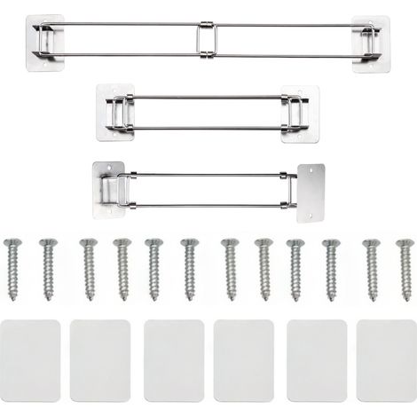 Lot de 3 barres de rangement d'angle extensibles 18-33 cm en acier inoxydable pour douche de camping-car (1/5)