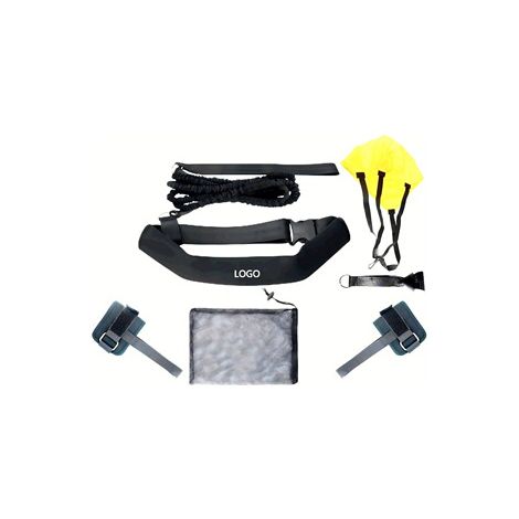 Kit d'Entraînement de Natation, Parachute de Résistance et Corde Élastique, Matériel d'Aide à la Nage avec Sangle de Pied, Renforcement Aquatique (1/5)