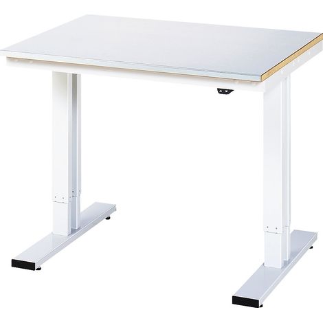 Établi adlatus RAU 300 réglable en hauteur électriquement Plan de travail avec revêtement en tôle d'acier 1000 mm x 800 mm (1/4)