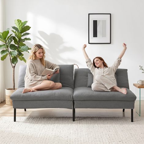 WOLTU 3-sitzige Schlafsofa, Klappsofa 5-stufig Verstellbarer Rückenlehne, Stoff in Leinenoptik, Schlafcouch mit rutschfesten Füßen, für Wohnzimmer Schlafzimmer Arbeitszimmer, Dunkelgrau (1/5)