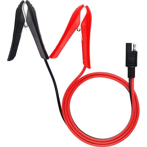 SAE à Pince Crocodile de Batterie, Adaptateur à dégagement Rapide SAE 15AWG 12V pour Pinces Crocodiles Câble de déconnexion Rapide (1 m) (1/5)