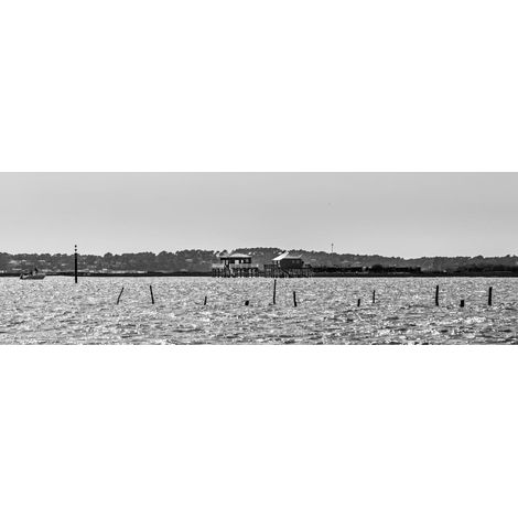 Tableau sur toile bassin noir et blanc 45x135 cm - Impression sur Toile Murale Décorative - Image imprimée en HD sur Toile - Toile sur Châssis en Bois FSC - Fabriqué en France