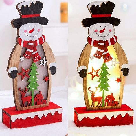 Décorations de Noël en bois, Père Noël en bois, ornement pour sapin de Noël, décoration murale pour la maison, bouteille, C (1/5)