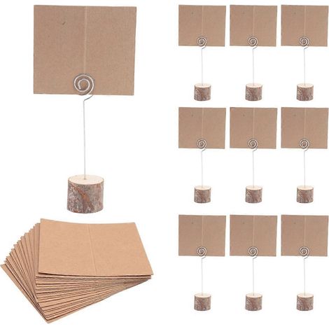 30 porte-noms en bois avec spirale métallique, marque-places kraft rustiques, porte-numéros de table Stan (1/5)