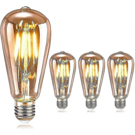 Lot de 4 ampoules rétro Edison, ampoules LED décoratives, culot E27-ST64-8W (1/5)