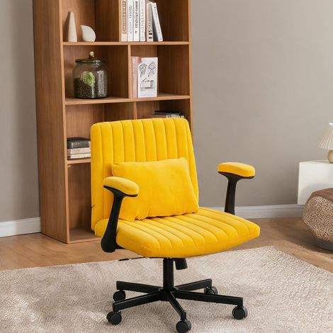 Chaise de bureau coloris jaune en tissu 21,5 x 25,2 x 33 cm (1/5)